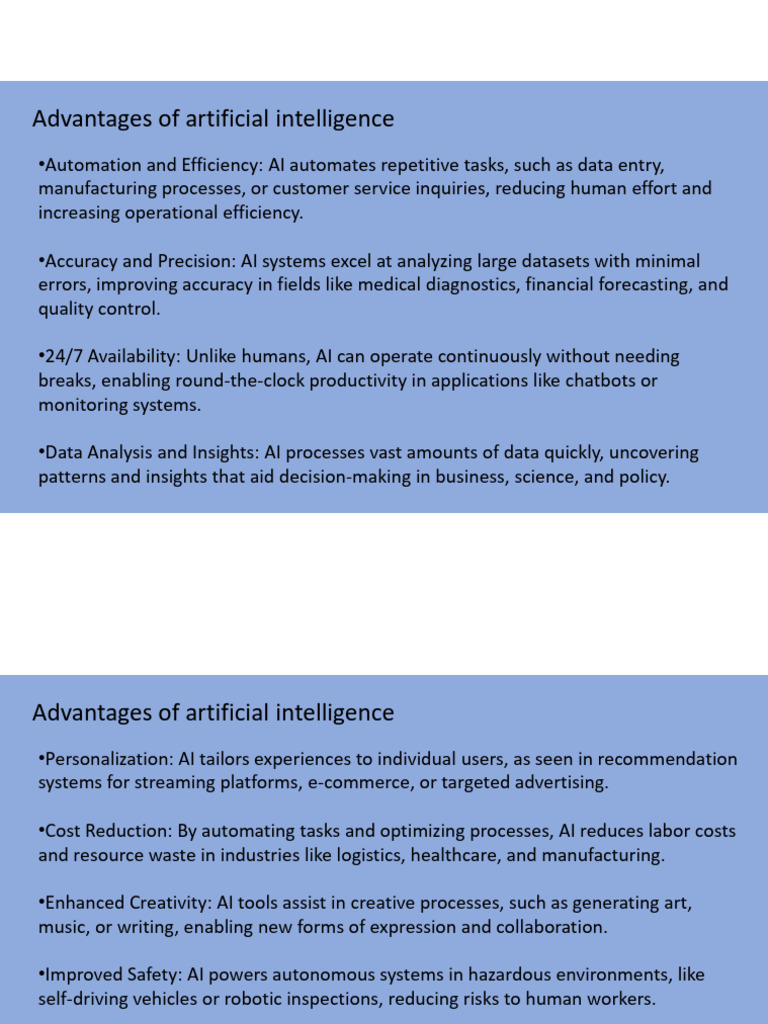 Benefits of Artificial Intelligence Explained | PDF