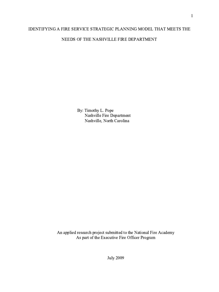 Identifying A Fire Service Strategic Plan-1 | PDF