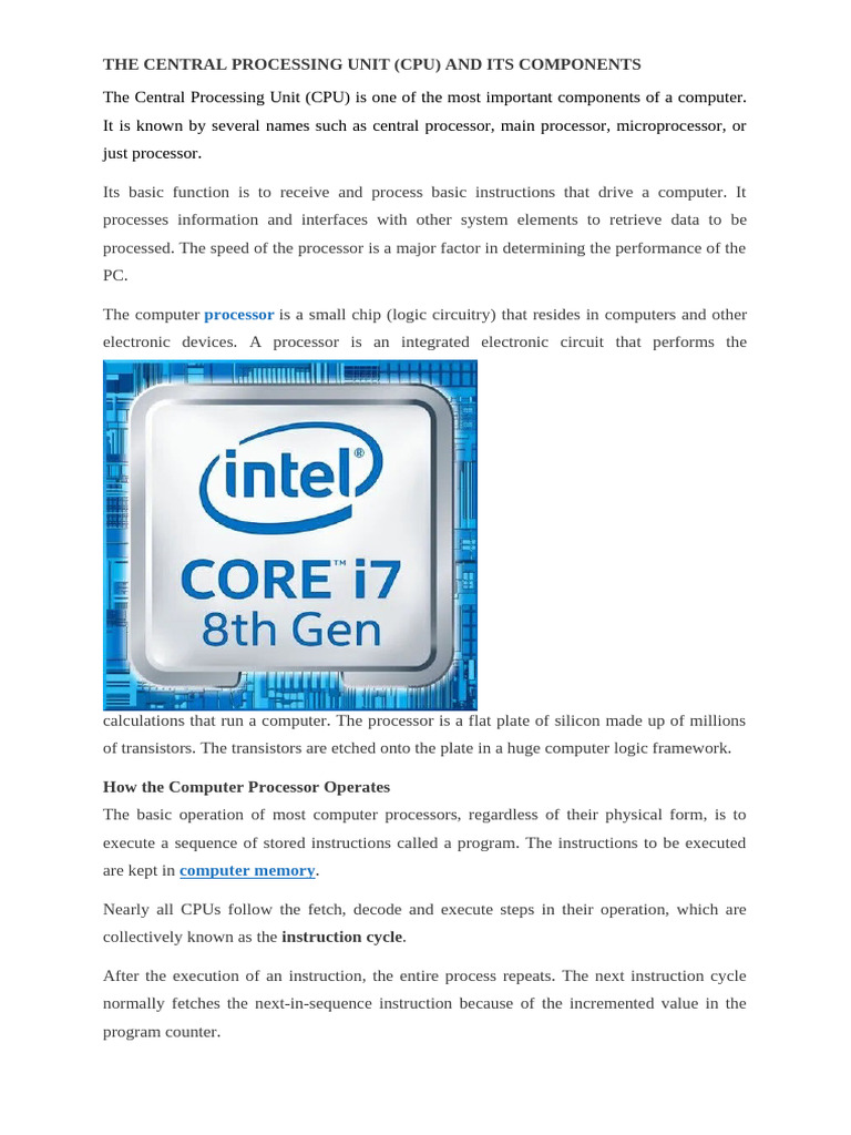 Understanding CPU Components and Types | PDF | Random Access Memory ...