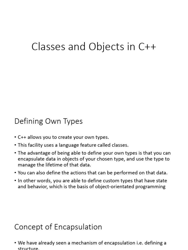 Classes and Objects in C++ (1) | PDF | Constructor (Object Oriented ...