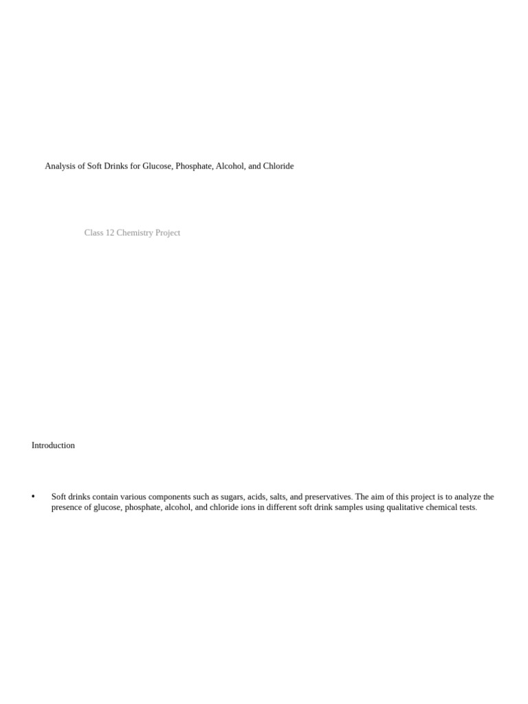 Analysis of Soft Drinks Chemistry Project Formatted | PDF | Glucose ...