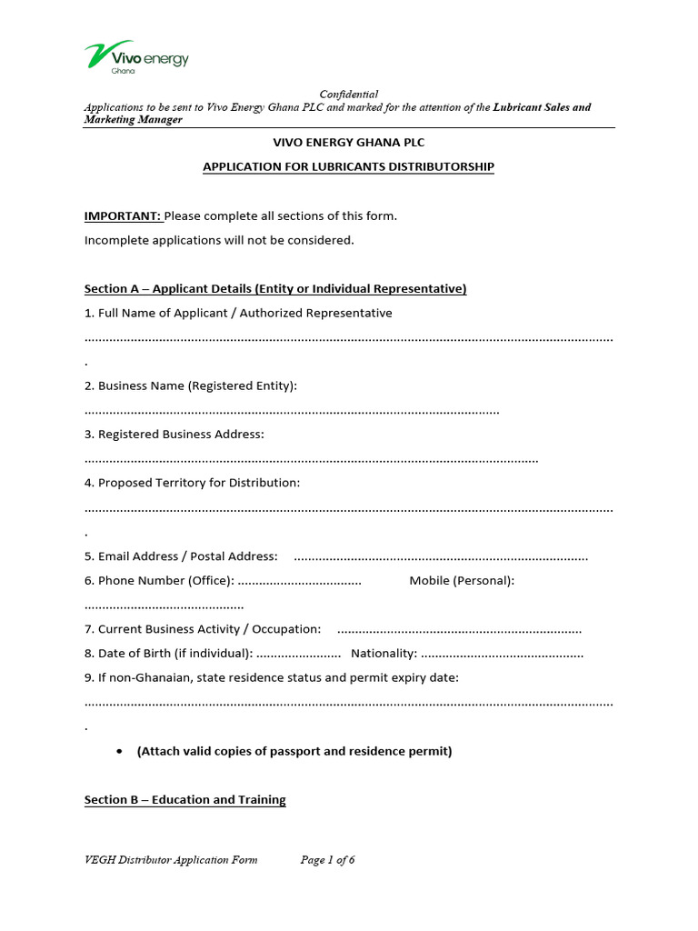 vegh-distributor-application-form | PDF