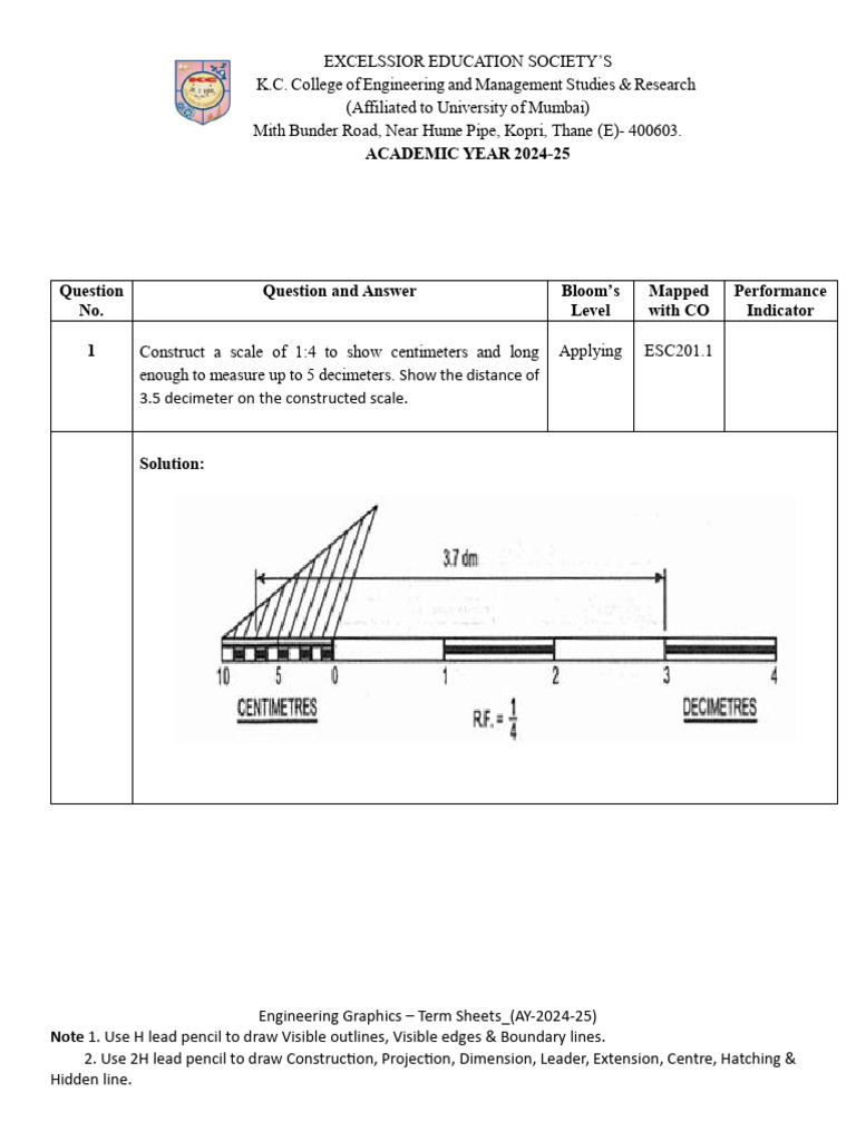 Drawing Sheet 1. Scales and Engineering Curves | PDF | Euclidean ...