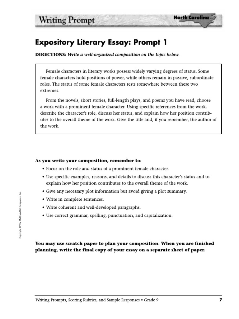 Student Writing Sample North Carolina | PDF