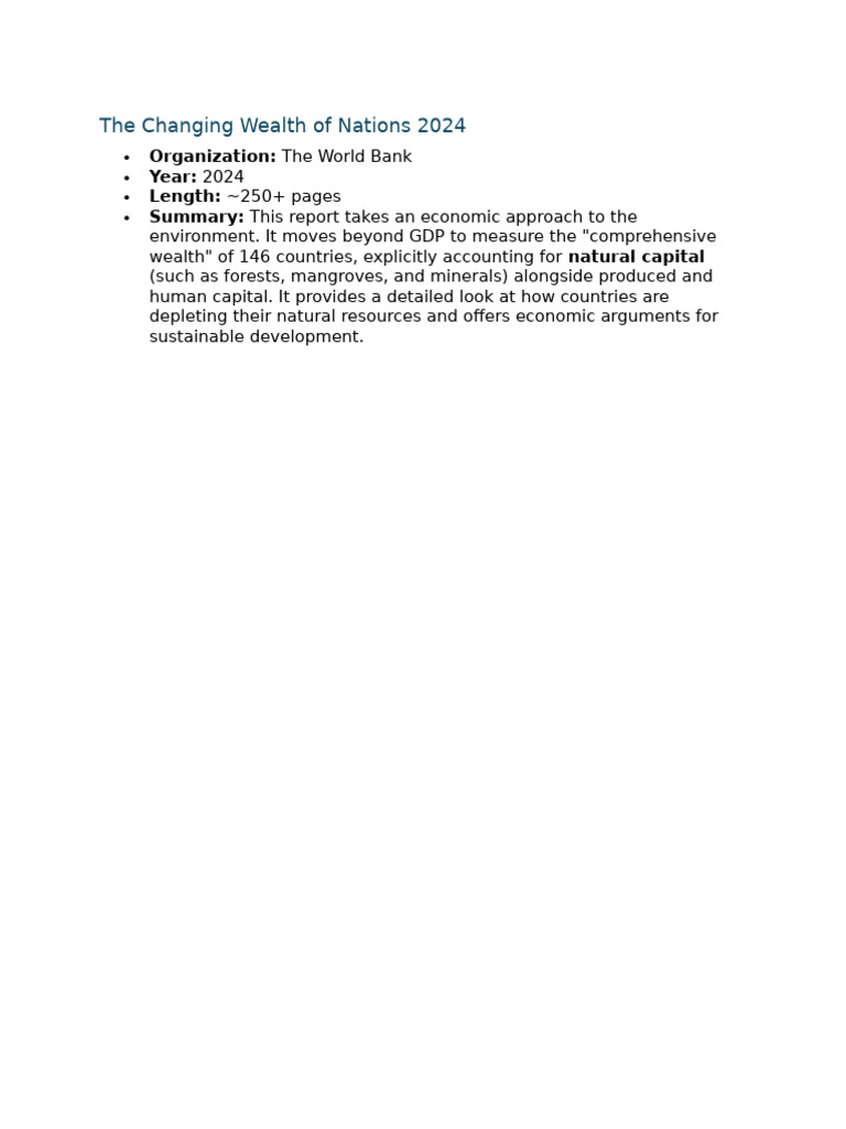 The Changing Wealth of Nations 2024: Organization: Year: Length ...