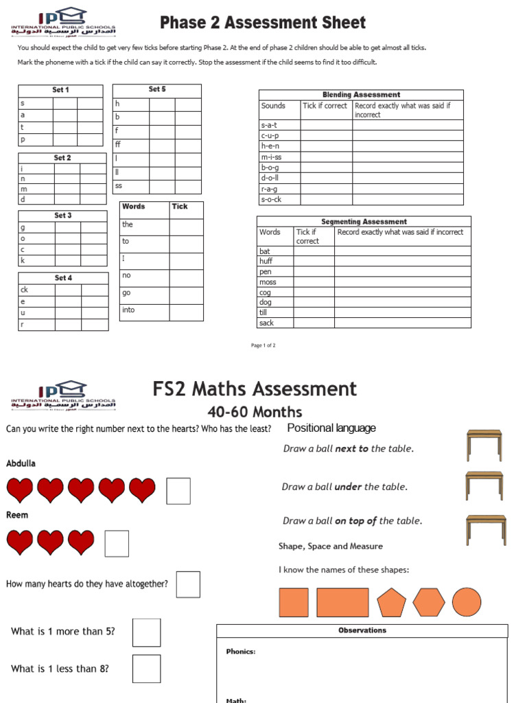Phase 2 Phonics Assessment Sheet | PDF | Writing | Applied Linguistics
