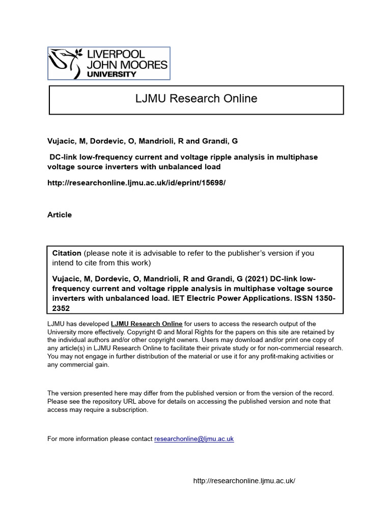 DC-Link Ripple Analysis in Multiphase Inverters | PDF | Power Inverter ...