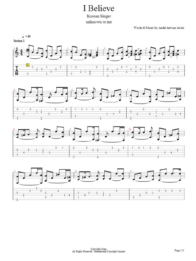 My Sassy Girl I Believe Guitar Tabs Pdf