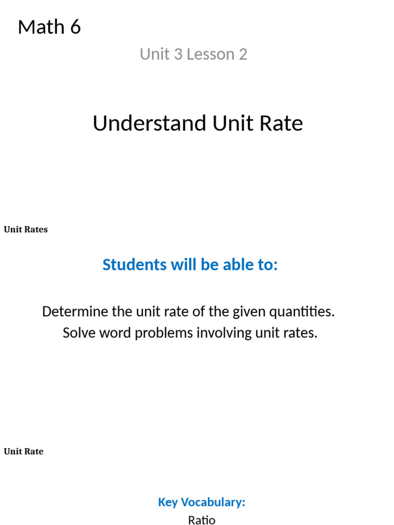Understanding Unit Rates in Math | PDF | Ratio | Arithmetic