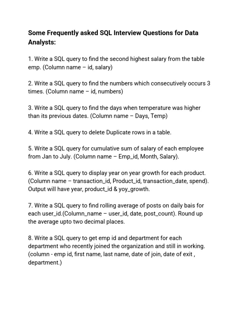 Interview questions for DA SS | PDF | Microsoft Excel | Data Management