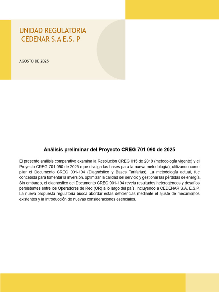 Análisis del Proyecto CREG 701 090 2025 | PDF | Ingeniería de ...