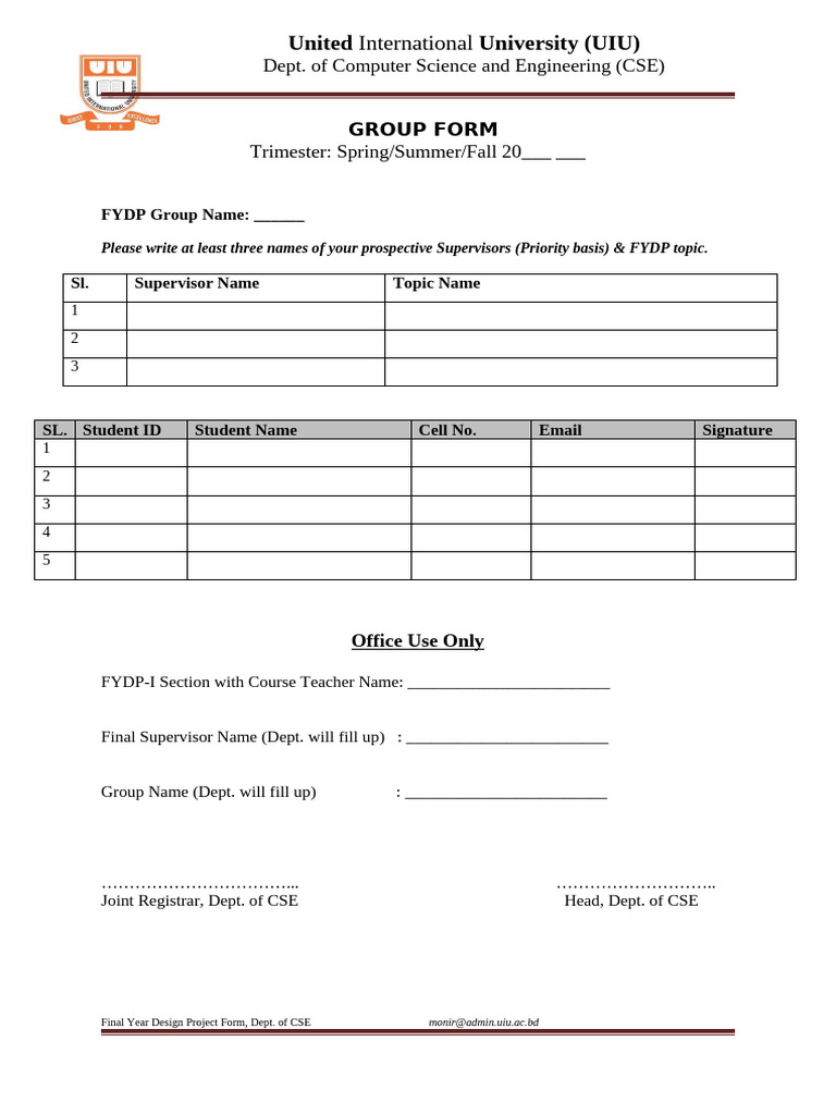 FYDP I Group Form Revised From 253 | PDF