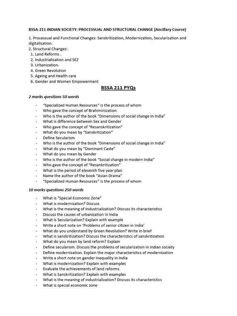3rd Sem Socio Ancillary Notes (Print Friendly) | PDF