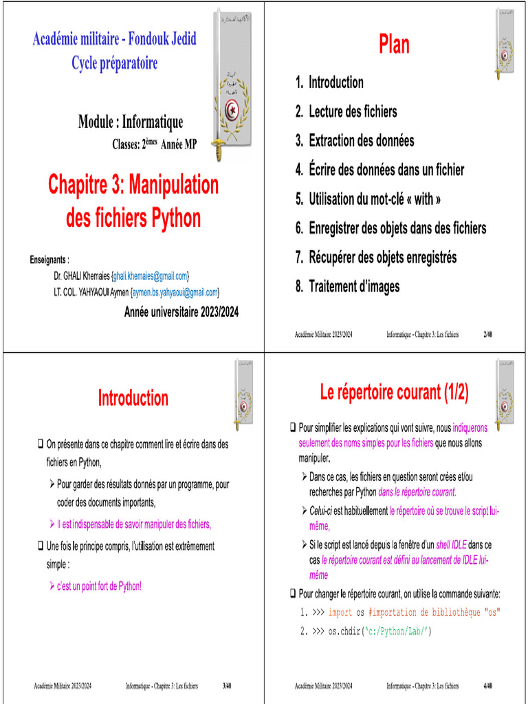 Chapitre 3 - Fichiers Python - v4.5 - Imprimable | PDF