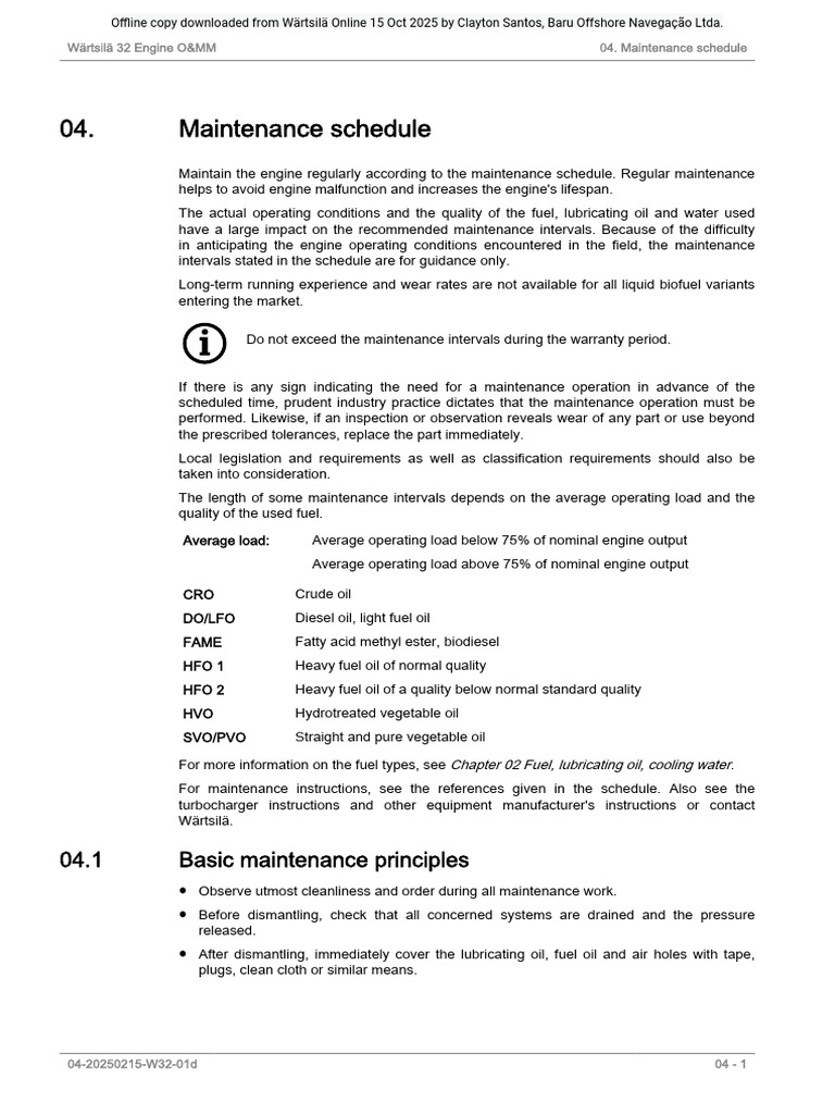 Engine Maintenance Schedule Guide | PDF | Pump | Valve