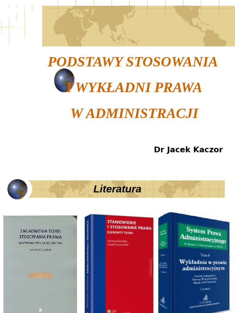 Stosowanie Prawa I Wykładnia Prawa | PDF