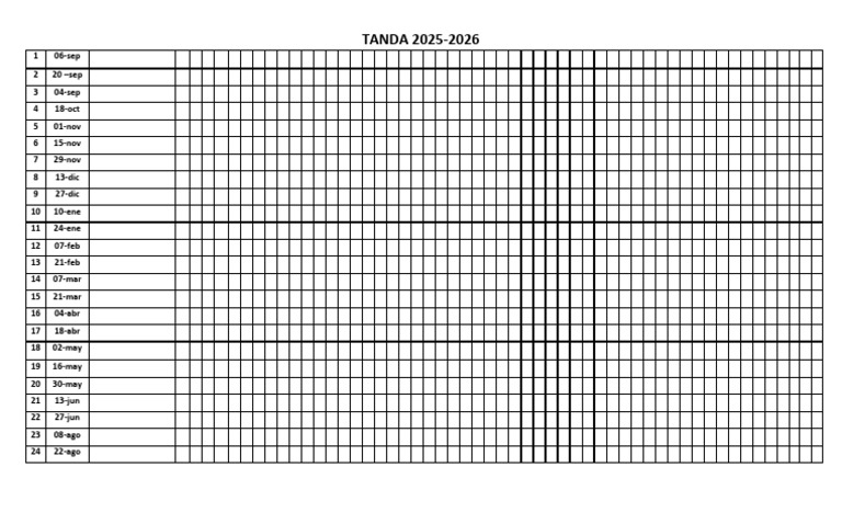 Calendario Tanda 2025-2026 | PDF