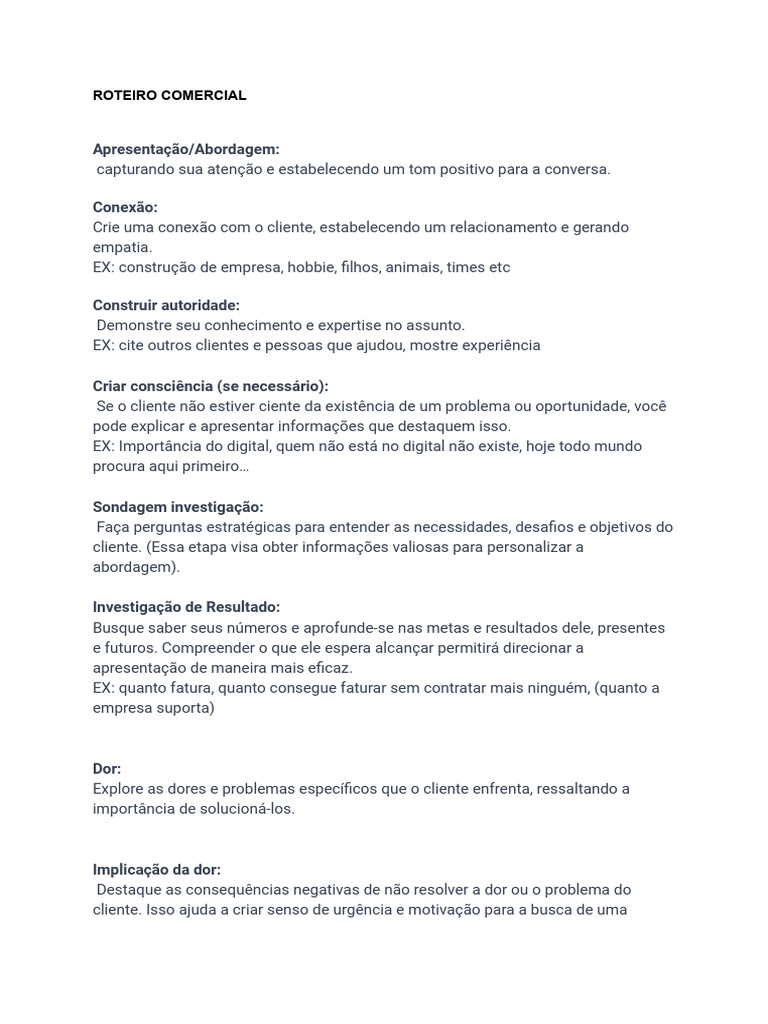 Roteiro Comercial Eficaz para Vendas | PDF | Motivação | Motivacional