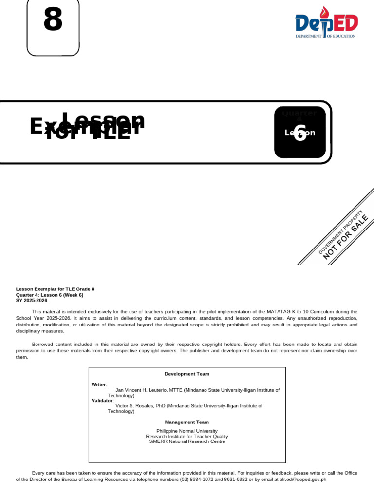 Q4 LE TLE 8 Lesson 6 Week 6 | PDF | Life Cycle Assessment ...
