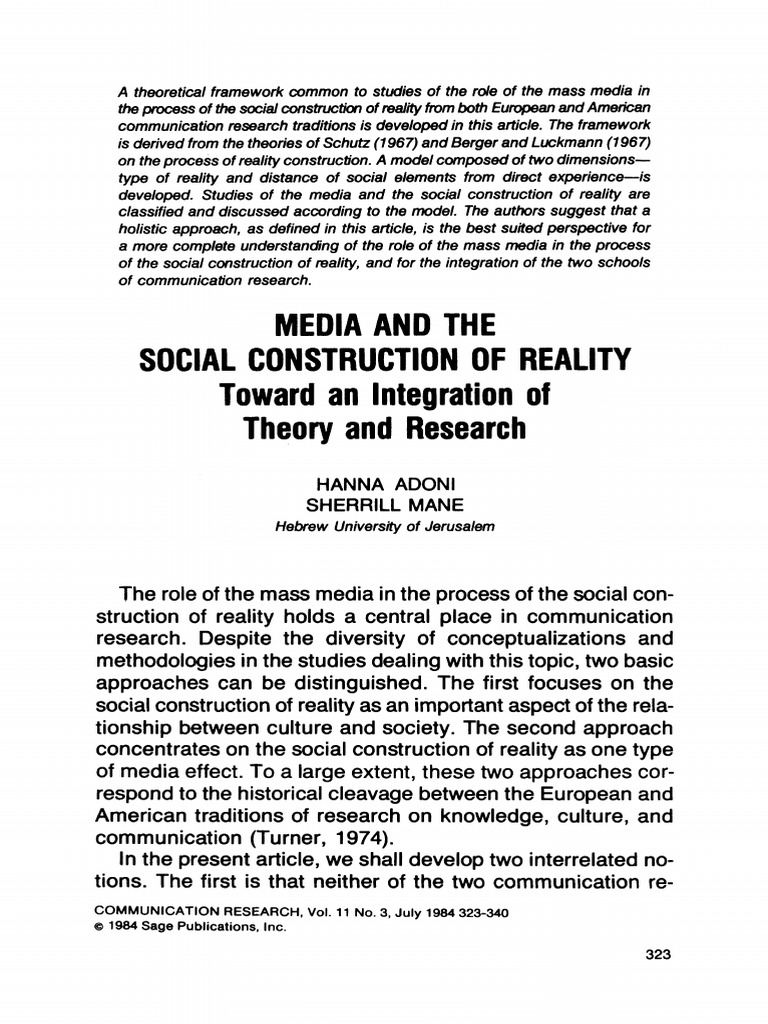 Media and The Social Construction of Reality | PDF