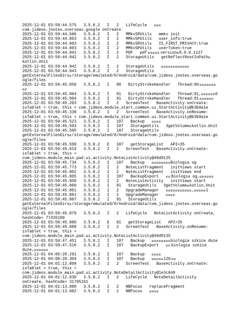JNotes App Lifecycle and Backup Logs | PDF | Computing