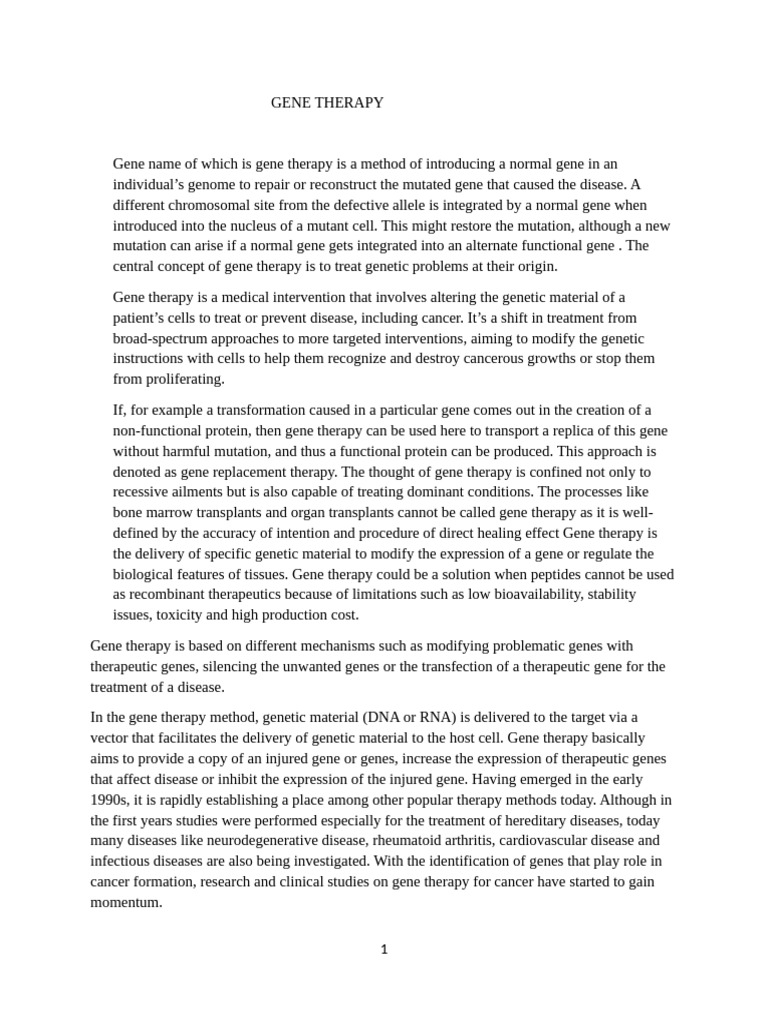 GENE THERAPY and Treatment | PDF | Angiogenesis | Gene Therapy