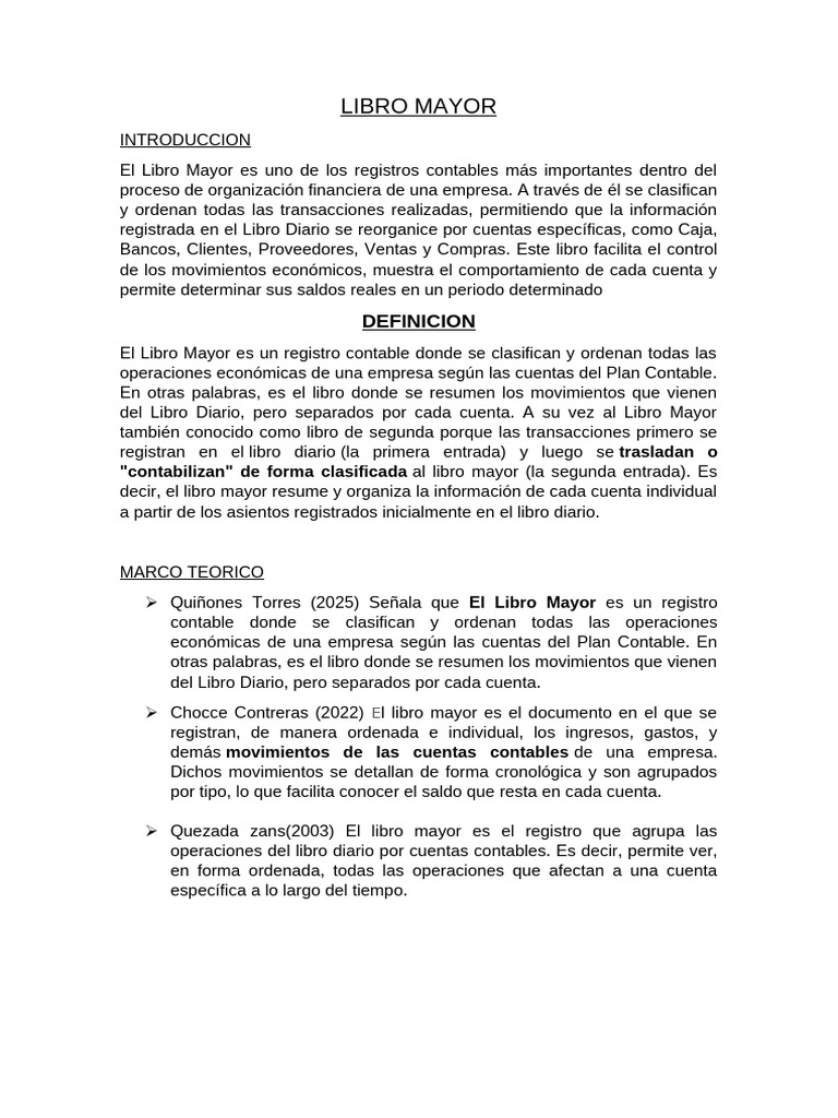 Guía Completa del Libro Mayor Contable | PDF