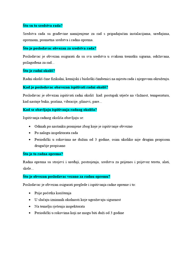 Radna oprema ponavljanje | PDF