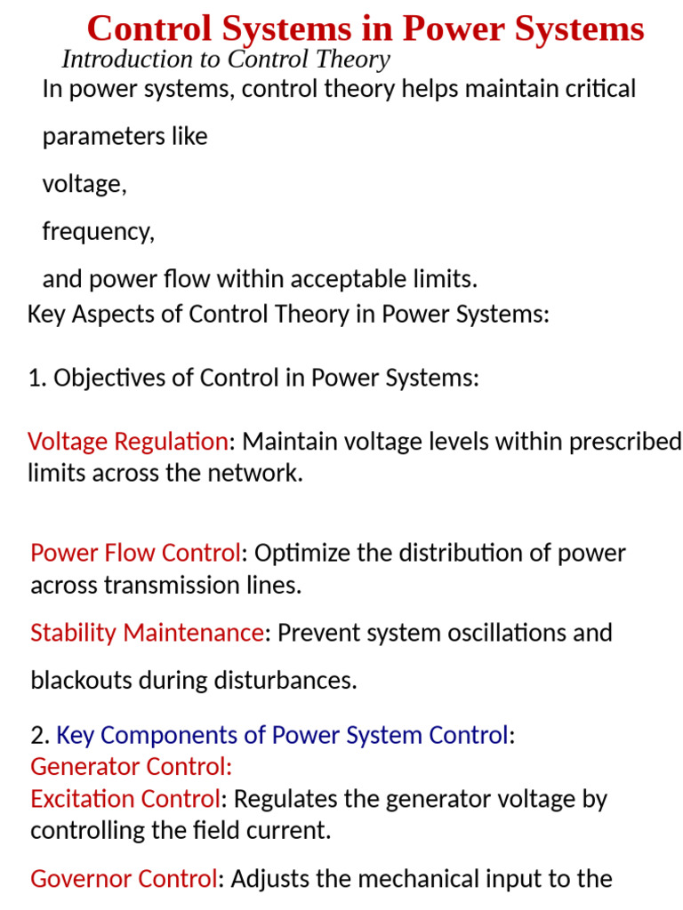 Control Systems in Power Engineering | PDF | Control Theory | System