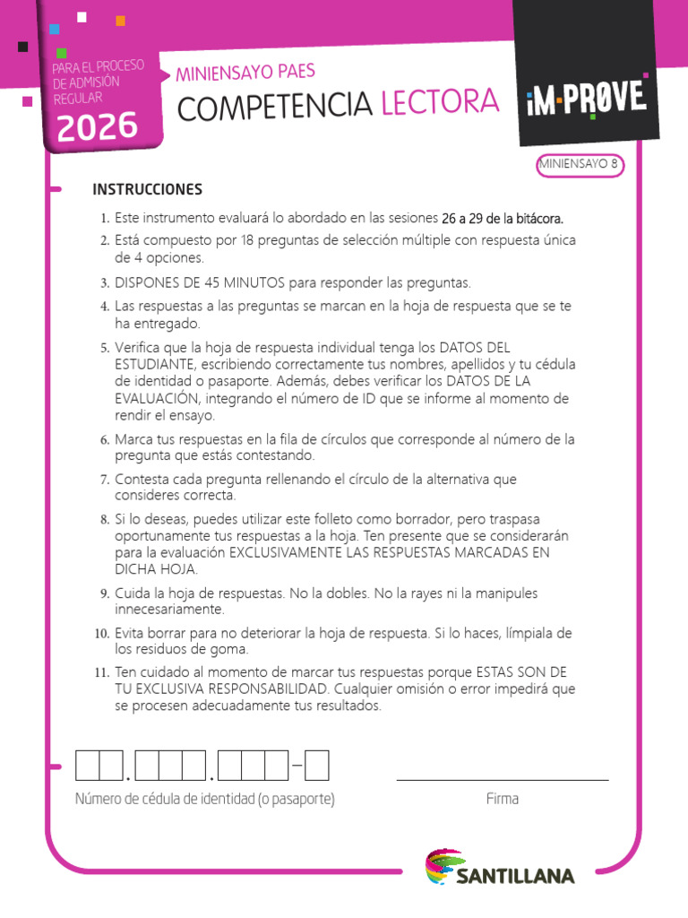Evaluación de Competencia Lectora PAES | PDF | Chile | Evaluación