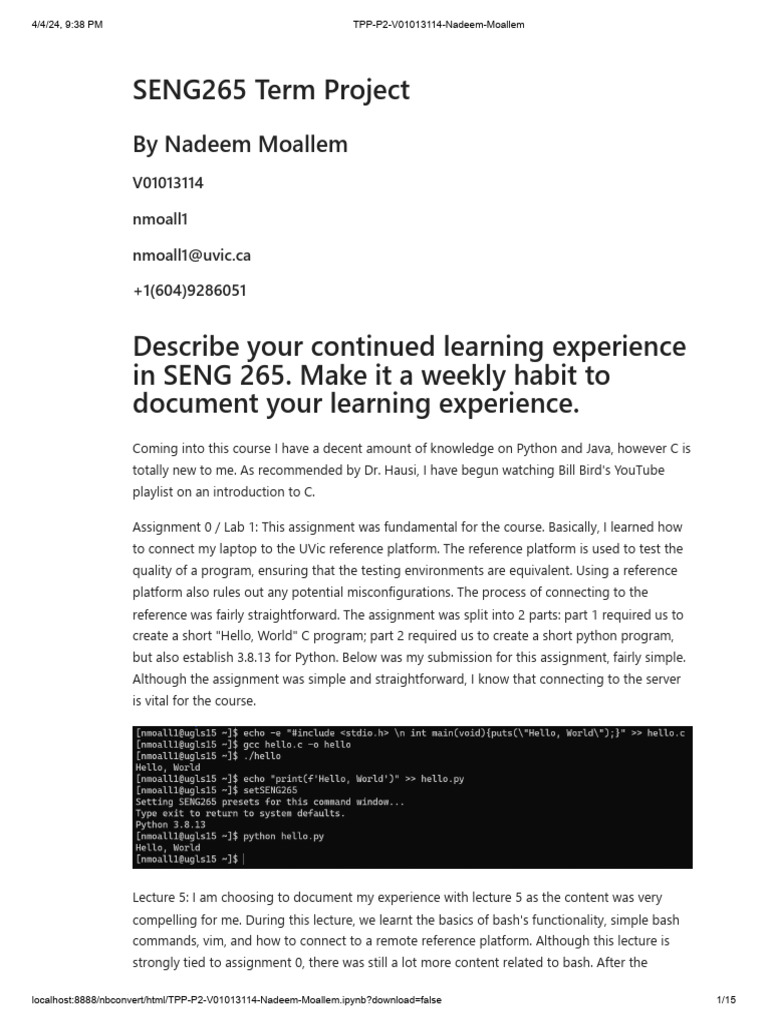 SENG 265 Learning Journal: C & Python Insights | PDF | Integer ...