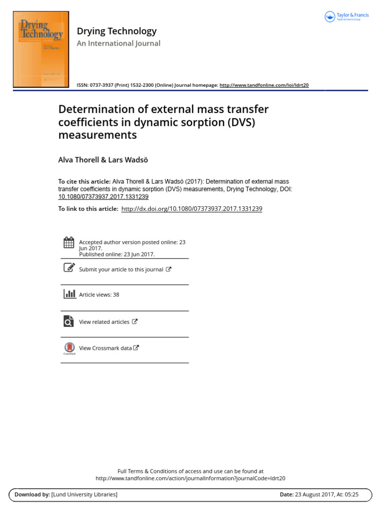 Thorell and Wadsö (2017) Determination of external mass transfer ...