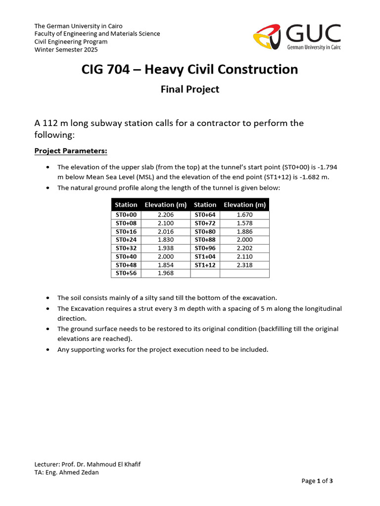 Subway Station Construction Project Guide | PDF | Civil Engineering
