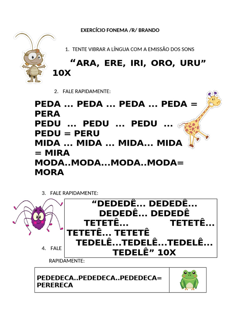Exercícios de Fonema /R/ Brando | PDF