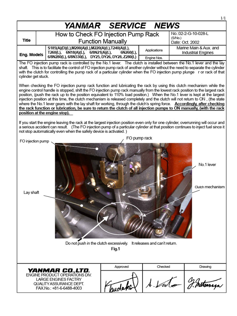 Check FO Injection Pump Rack Function | PDF | Clutch | Engines