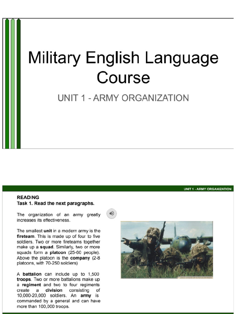 Military English - Unit 1 Army Organization | PDF