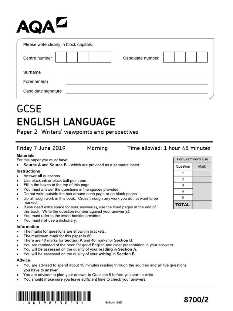 GCSE English Language Paper 2 Guide | PDF
