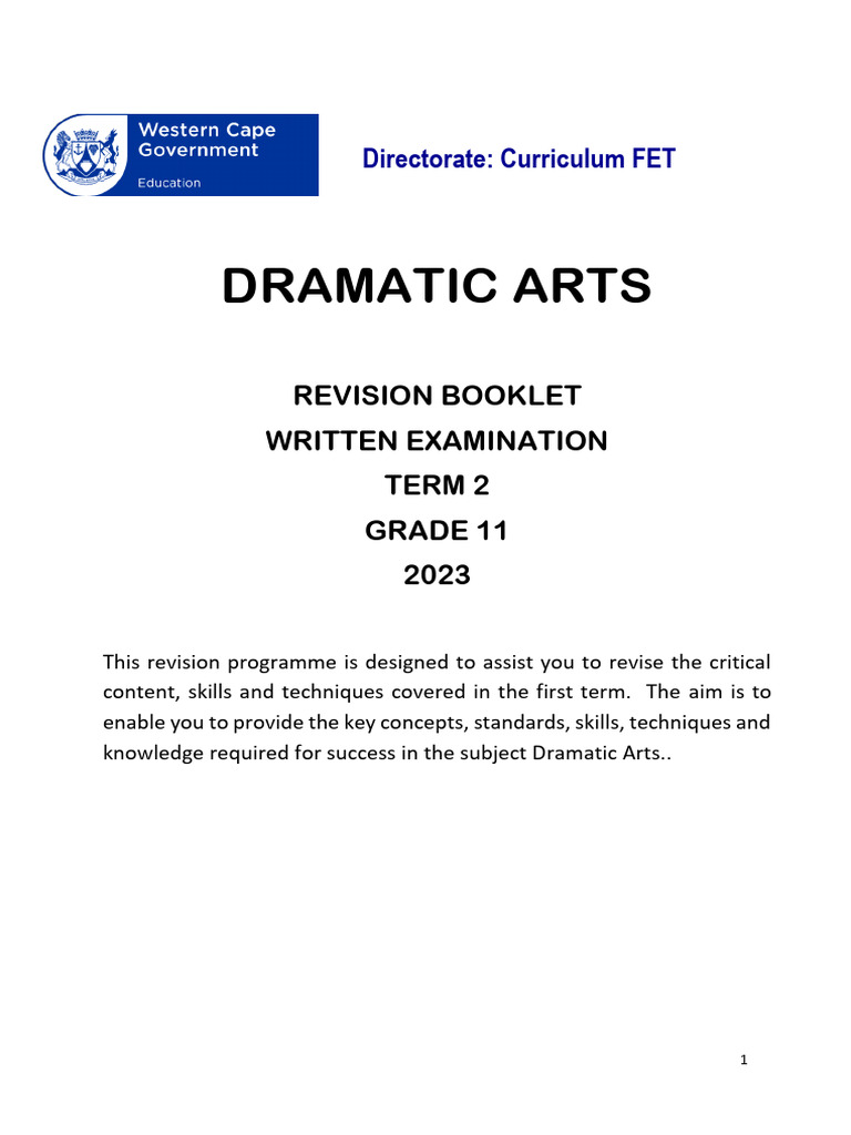 Grade 11 Dramatic Arts Revision Guide | PDF | Theatre