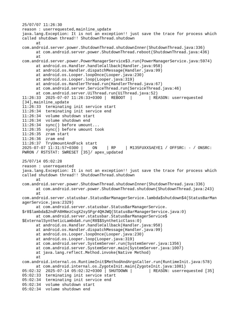 Android Shutdown and Reboot Logs | PDF | Embedded Linux Distributions ...