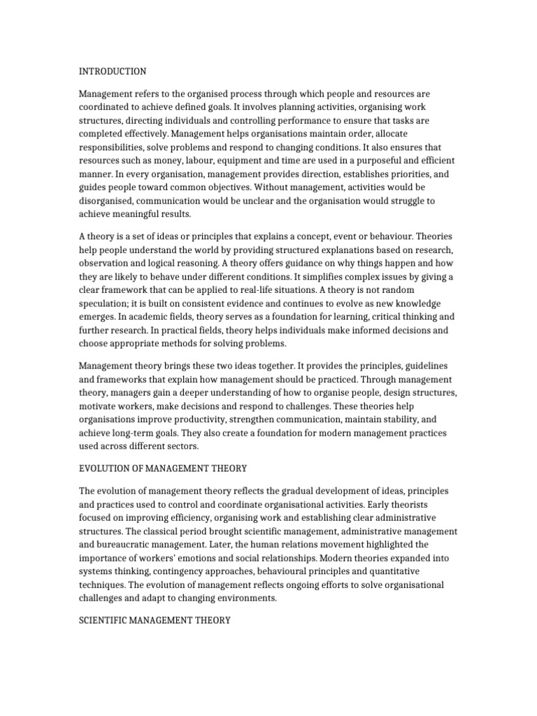 Overview of Management Theories | PDF | Theory | Bureaucracy