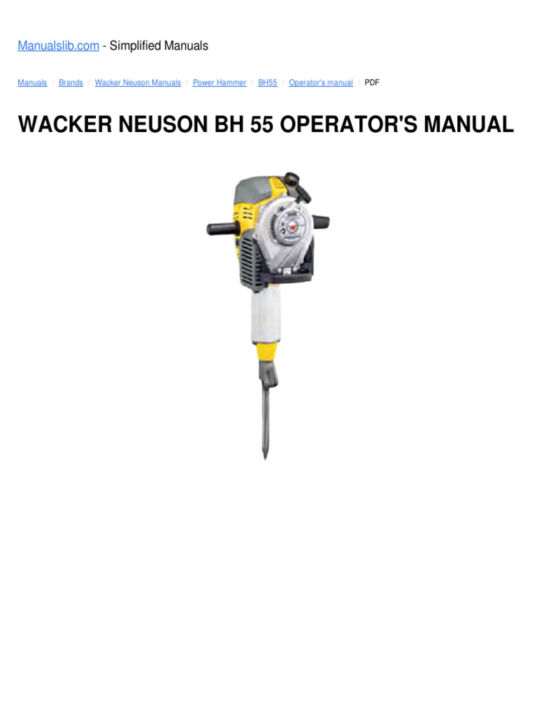 Wacker Neuson BH 55 Operator Manual | PDF | Safety | Personal ...