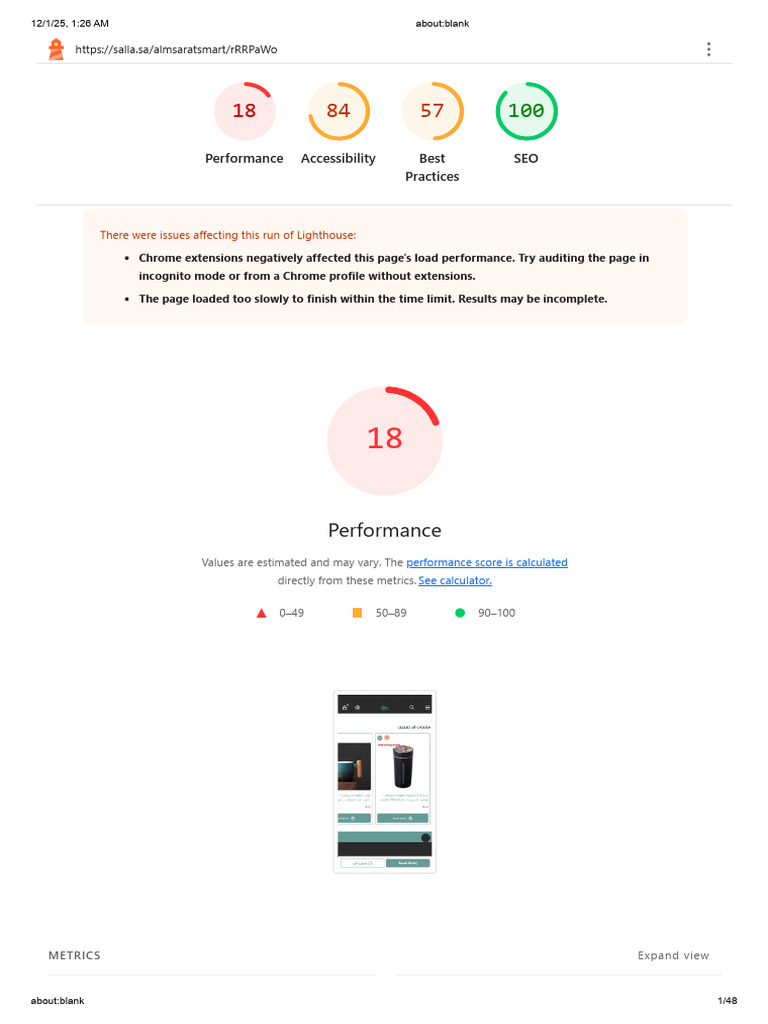 Lighthouse Performance Audit Summary | PDF | Computing | World Wide Web
