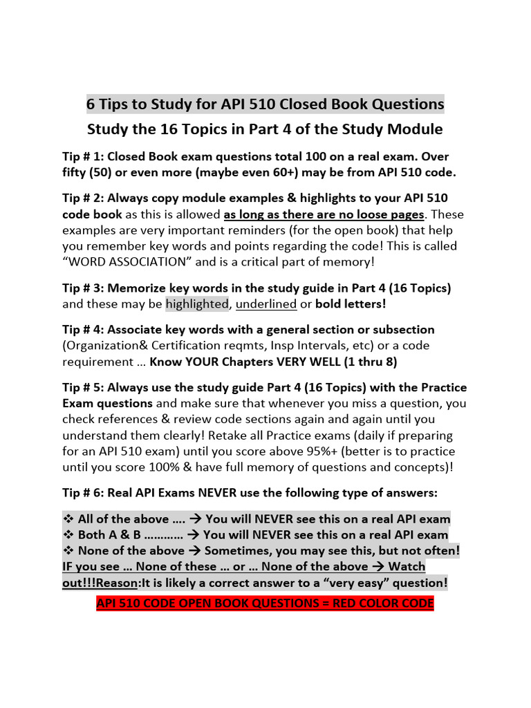 Study Tips for API 510 Exam Success | PDF | Nondestructive Testing ...