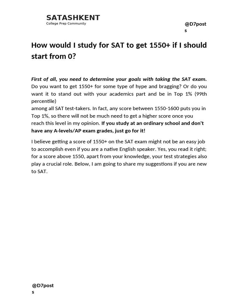 SAT Prep Guide for 1550+ Success | PDF | Sat