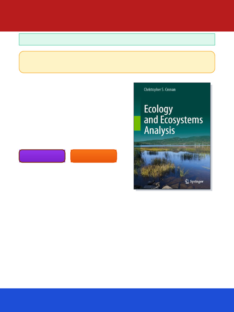 Ecology and Ecosystems Analysis 1st Edition Christopher S Cronan ebook  open-access pdf | PDF | Food Web | Ecosystem