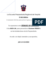 Aviso de La Prepa (Examen Piense II)