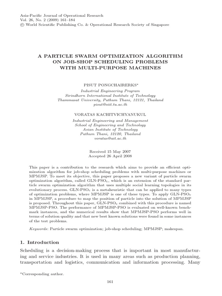 Particle Swarm Optimization for MPMJSP | PDF | Algorithms ...