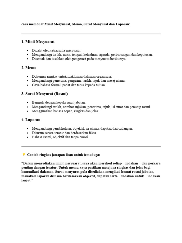 Cara Membuat Minit Mesyuarat | PDF
