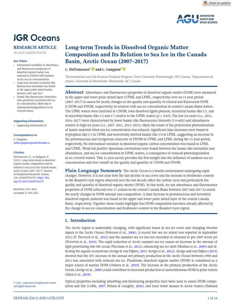 JGR Oceans - 2021 - DeFrancesco - Long%E2%80%90term Trends in Dissolved ...