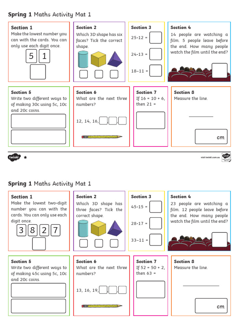 Year 2 Maths Spring 1 Mat 1 | PDF